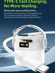 4/3/2/1pc High-Efficiency Long-Lasting Solar Dual-Light Camping Lamp - Type-C / Solar Dual Charging + COB Floodlight / LED Far-Reaching + Portable And Hangable + Waterproof. Suitable For Various Outdoor Camping, Night Fishing, Night Market Vending, Home Power Outage, Emergency Rescue, And Garden Party Lighting Scenarios - Trắng - Xem 8