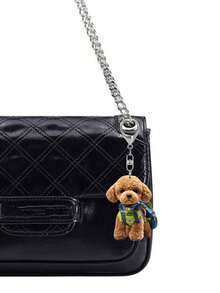2D Cute Poodle Keychain - Brown Puppy, Waterproof Scratch-Resistant Acrylic Pendant, Lightweight Women's Gift, Pet Owner Exclusive - Valentine's Day, Mother's Day, Campus Accessories, Daily Carry, Funny Pendant, Protective Film, Animal Jewelry, Women's Accessories, Christmas, Thoughtful Gift For Dog Lovers - Multicolor - View 2