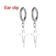 一对不锈钢镂空方形星形耳钉，简约前卫的中性设计 - 彩色 - 查看 10