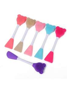 2 piezas Aplicador de máscara facial de silicona suave, Cepillo de silicona para máscara, Cepillo mezclador de máscara de barro, Herramientas de maquillaje para salón de belleza, Adecuado para principiantes - Multicolor - Ver 9