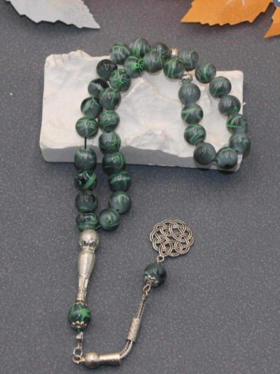 1串33颗10毫米中国结吊坠念珠，奢华时尚手链，适合斋月、开斋节、圣诞节礼物 - 彩色 - 查看 1