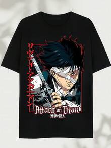 2026: Graphic T-Shirt, Anime T-Shirt, Unisex T-Shirt, Gift For Otaku Men, 220g Cotton T-Shirt. Printed T-Shirt - Made Of Pure Cotton, It Is Soft And Breathable, Suitable For Both Men And Women. It's A Casual Shirt Suitable For All Seasons And A Stylish Souvenir. It's Suitable For Everyday Wear, Urban Fashion Enthusiasts, And Music Lovers. - màu đen - Xem 1