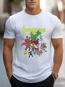 Grupo de monstruos clásicos en una escena colorida mostrando figuras de fantasía y criaturas legendarias que evocan cuentos de aventura y misterio llena de energía juvenil camiseta de hombre cómoda y moderna para uso diario - Blanco - Ver 8