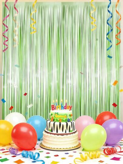 1/2/3pcs Light Green Party Background Decoration Rain Curtains, 1st Birthday Party Hanging Decoration Rain Curtains, Baby Shower Party Wall Hanging Decorations, Baby Newborn Party Photo Prop, Gender Reveal Party Room Decoration Supplies, Boy&Girl Birthday Party Supplies, Wedding Holiday Spring Party Wall Decor, Birthday Decorations, Baby Shower Decorations, Gender Reveal Decorations, Jungle Party Decorations, First Tooth Party Decoration