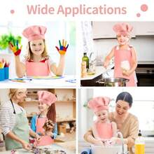 Chef Hat And Apron Set Adjustable 's Painting Apron And Chef Hat With 2 Pocket For Cooking Painting - Light Pink - View 5