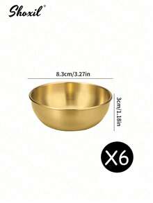 shoxil Bộ 6 chén chấm nước sốt bằng thép không gỉ, bát chấm nhỏ, chén đựng gia vị bằng kim loại tái sử dụng, bộ chén chấm BBQ bằng thép không gỉ, đĩa nhỏ dùng trong thương mại, bát chấm lẩu, chén đựng nước tương, đĩa đựng gia vị, khay, hộp đựng gia vị tròn, thích hợp cho các buổi họp mặt gia đình, nhà hàng, nhà bếp và sử dụng trong tháng Ramadan. - Đĩa - Xem 11