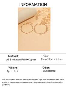 2pcs/Set Cute Alloy Faux Pearl Tassel Pendant Anklet, Handmade Daisy Foot Jewelry, Suitable For Daily Wear, Beach, Date, Party - Multicolor - View 5