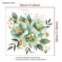 Green Floral Ink Painting Design Wall Sticker, Toilet Tank Sticker, Window Sticker, Home Wall Decor Sticker - FGR1844 - View 7