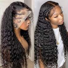 250% Density 38 40 Inch Deep Wave Lace Front Wigs Human Hair 13x4 HD Lace Front Wigs Human Hair 5x5 Glueless Pre Plcked Curly Human Hair Wig For Women With Baby Hair 13x6 Transparent Lace Front Wet And Wavy Wig Natural Color - Natural Black - 查看 7