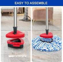 JEHONN Spin Mop Replacement Heads For O-Cedar EasyWring 2 Tank System, 2 Microfiber Refills Base Cover Scrub Tool For Bathroom Kitchen Tile Floor - White - 查看 4