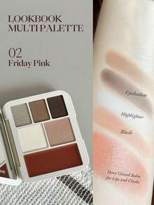 JOOCYEE LOOKBOOK 多功能彩妆盘，日常妆容盘，包含高光、腮红、修容、哑光和珠光中性色调，适合通勤使用。 - 「Friday Pink」 - 查看 3