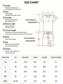 Men's 2pcs ECKO Outfit Sets- Summer Casual T- Shirt And Short Set With Crown& Rhino Print T-Shirt And Shorts, Hip Hop Streetwear Tracksuit For Casual, Workout, Lounge, Summer Parties - màu đen - Xem 6