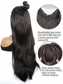 26 Inch Multi-Layer V-Shaped Hair Clip Style, Fitting And Increasing Hair Volume, With A Layered Multi-Layer Long Hair Wig Extension Piece - Multicolor - View 3