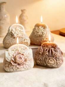 1 pieza Molde de silicona detallado en 3D para bolso, suave y duradero, fácil de desmoldar, adecuado para velas, resina, yeso, jabón, manualidades DIY, decoración del hogar, regalo ideal para el Día de San Valentín, boda, Día de la Madre, cumpleaños - A - Ver 4