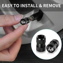 NEW- Tire Valve Stem Caps For  , Corolla, RAV4, Highlander Metal Car Wheel Air Caps Auto Valve Stem Caps Accessories 4 Pcs Black - black01-Tire-A6 - Xem 4