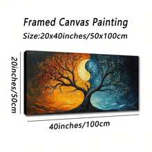 2D Flat - 1pc Large Framed Canvas Wall Art | Posters & Prints | Painting | Large Modern Yin Yang Wall - Framed Oil Painting Canvas With Yin Yang Symbol, Minimalist Chinese Balance Symbol, Horizontal For Living Room, Bedroom, Office Decor - 50x100cm/20x40Inch Ink Canvas In Frame - 111 - View 4