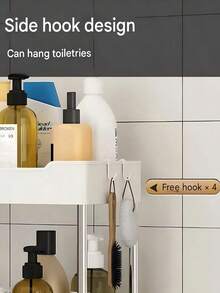 Estantería de almacenamiento móvil de varios niveles, adecuada para baño, inodoro, sala de estar, cocina, estantería de almacenamiento móvil compacta, decoración del hogar y el baño, organización del almacenamiento, decoración de otoño, decoración de vuelta al colegio - Multicolor - Ver 6