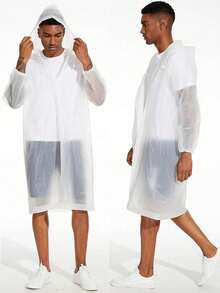 成人可重复使用雨衣，加长款成人雨披，加厚防水雨衣，男女通用带帽雨衣，防水、防风、速干、透气，男女通用EVA材质抽绳连帽雨披 - 多色 - 查看 3