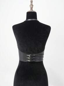 女士性感银链身体饰品，皮质胸罩式背心，适合夜店派对的锐舞节装扮 - 彩色 - 查看 5