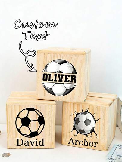 Hucha de fútbol personalizada, decoración personalizada con nombre, caja de almacenamiento de monedas, regalo perfecto para cumpleaños o fiestas, ideal para vacaciones, cumpleaños, Día del Padre, graduación y otras ocasiones