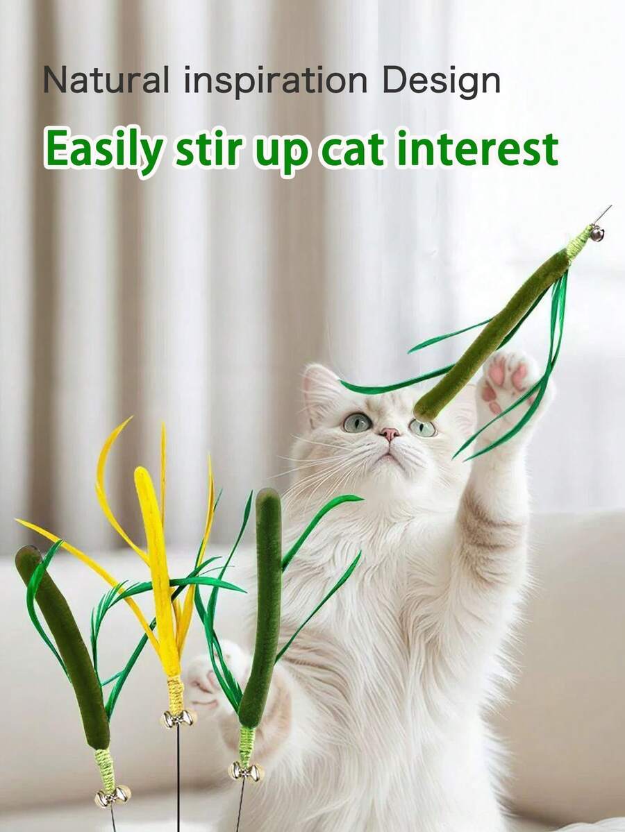 Cat Toy, Dog Tail Grass Stick, Cat Teaser Wand, Self-Entertainment Cat Toy - View 1