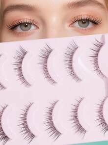 15 pares de pestañas postizas 3D naturales y dispersas, pestañas esponjosas con efecto cruzado, tallo transparente invisible, tira completa de una sola pieza, adecuadas para principiantes, maquillaje diario y de fiesta - Negro - Ver 2