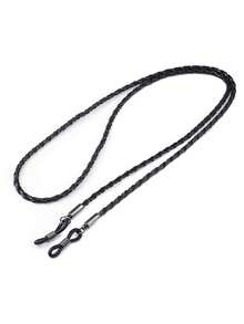 1 pièce Porte-lunettes en PU torsadé pour femmes, chaîne anti-perte pour lunettes de soleil, cordon tressé pour collier de lunettes, accessoires de lunettes pour femmes - Noir - Voir 4