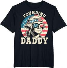 Patriotic 4th Of July Founding Daddy George Washington T-Shirt - Black - View 7