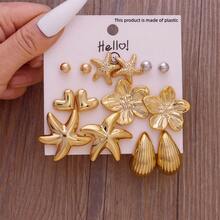 7-8 Pairs Of Fashionable And High-Quality Women's Earring Set, Featuring Petal, Fish Tail, Fan-Shaped Starfish Elements, With Versatile Temperament. Your Beauty Is Eye-Catching And Suitable For Daily Life, Holidays, Gatherings, As Well As High-Quality Gifts For Friends And Family - Style 1 - View 3