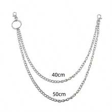 1条腰带，1条链子，女士朋克风腰带配金属腰链 - 黑色 - 查看 3