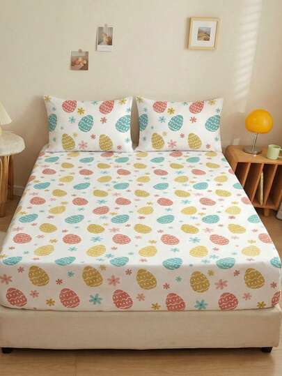 1pc Fitted Sheet, Bedding, Soft & Comfortable Mattress Cover, Breathable & Fashionable, Full Wrap Mattress Protector, Suitable For Twin, Full, Queen Size Beds, Multiple Sizes Available, Excluding Pillow & Pillowcase, All Season Use, Machine Washable, Home Decor