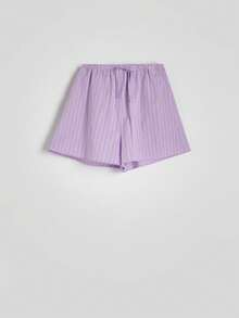 Bộ đồ nữ mùa hè thường ngày, bộ hai mảnh kẻ sọc thường ngày dành cho nữ, áo crop top rộng rãi và dễ thương phối cùng quần short cổ bẻ, kiểu dáng mỏng nhẹ. - Màu Lilac Tím - Xem 6