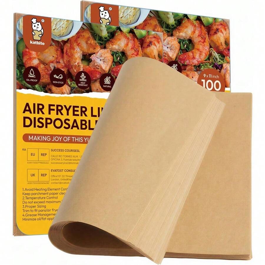 200-Sheet Unbleached Parchment Paper Set - 8x8 Inch Precut Baking Sheets, Oil & Moisture Resistant, Non-Stick For Oven, Air Fryer, Meal Prep & Cookie Baking, -Friendly Kitchen Essential - 9x11 Inch-100-2pack - View 1