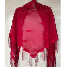 Spitzen-Dreieckiger Schal, Cheongsam Schal, leichter, atmungsaktiver Modeschal - Bordeaux - Übersicht 3