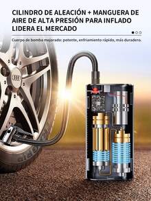 6 piezas Inflador de neumáticos portátil para coche,Compresor de aire portátil,150 psi bomba de aire para coche de inflado rápido, puerto USB de carga rápida, con manómetro de presión de neumáticos, batería de litio, carga rápida, apto para coches, bicicletas, motocicletas, pelotas deportivas, motor de alta eficiencia, inflado, etc. - 6 piezas - Ver 4