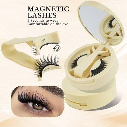 1 Paio Di Ciglia Magnetiche Con Design Occhio Di Gatto Spesso, Include Clip, Facili Da Indossare E Rimuovere, Ciglia Finte Magnetiche Adatte Per Il Trucco Quotidiano Delle Ragazze