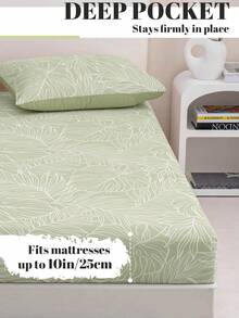 1件印花床笠(不含枕套),亲肤床垫罩,图案床垫保护套,舒适柔软透气,多种尺寸可选,适用于单人床/双人床/大号床/特大号床,可机洗,家居装饰,卧室装饰,通过Oeko-Tex认证 - 彩色 - 查看 5