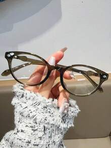 1副女士圆形黑色PC蝴蝶结可爱豹纹复古通勤日常时尚透明眼镜 - 彩色 - 查看 18