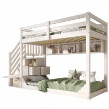 Kids Bed Frames, Headboards & Footboards - White + Wood + 90cm*200cm-1 - View 3
