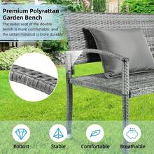 Outdoor Bench Rattan Garden Park Bench Loveseat For Patio,Yard,Front Porch,320kg Capacity,Weatherproof - Grey - View 6