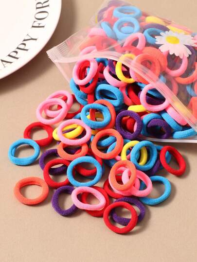 100pcs Cute Sweet Bright Color Khaki Korean Style All-Match Hair Ties, Super Soft Fiber Texture Hair Scrunchies, Versatile Hair Accessories For Women Ponytail Holders Hair Elastics Hair Rubber Bands Hair Rope Beauty Home Bedroom Decor