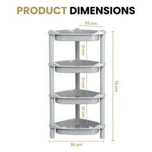 Bathroom 4 Tier Plastic Shower Caddy Corner Shelf Pole Rk Kitchen Storage Unit - Multicolor - View 5