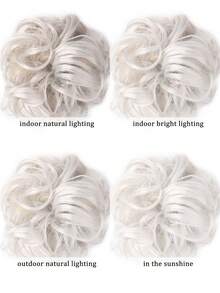 爪夹式凌乱发髻假发片 合成波浪发髻甜甜圈盘发发髻假发片 女士女孩接发 - 彩色 - 查看 9