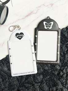 Ví đựng thẻ dễ thương (Hồng & Đen), Móc khóa hình trái tim, Có thể đựng thẻ ID, thẻ người nổi tiếng, thẻ xe buýt, phiếu ăn, thẻ tàu điện ngầm, ảnh, giấy phép cư trú, thẻ ra vào, Dùng hàng ngày - Nhiều màu - Xem 10