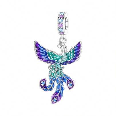 CYMYSS 1pc Magical Style Cubic Zirconia Inlaid 925 Silver Delicate Painted Phoenix Pendant, Gift Jewelry For Women, Valentine's Day/Birthday