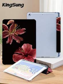 Kingsung Shockproof Floral Lily Flower Pattern Tablet Protective Case, Suitable For 9.7/10.2/10.5/10.9/12.9 Inch Pro 11 Inch, 10th Gen, Galaxy Tab S6 Lite 10.4 Inch, Kindle Paperwhite 12th Gen 2024, Kindle (11th Generation) 2022, Soft Shock-Proof, Support Smart Stand/Auto Wake/Sleep Spring Birthday Gift - Multicolor - View 4