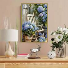 5D DIY钻石画套装 - 绣球花园，全圆形钻石马赛克艺术品（不含画框），创意家居办公室墙面装饰 - 查看 3