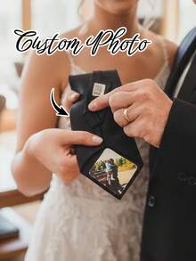 Customizable Photo Tie Clip, Permanent Or Removable Photo Sticker Suitable For Tie Or Suit Lapel, Bow Tie, Gift, Grandpa, Dad, Wedding - Multicolor - View 2