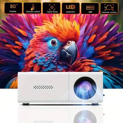 需要一个 5V 2A 电源适配器和配套的数据线。建议按照图片所示步骤连接这款超迷你投影仪（360*240p）。这款 YG300 便携式迷你投影仪可轻松连接智能手机，方便携带，适用于家庭、聚会或办公环境。它支持多种接口，包括 USB/SD/AV/HD，并配备 Type-C 接口。无内置系统；支持智能手机有线投屏。