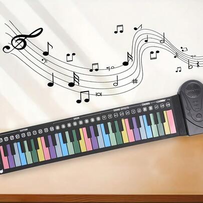Colorful Roll-Up Digital Piano 49 Keys Beginner Model Portable Digital Piano With Flexible Roll-Up Design Adult Digital Music Piano Keyboard The Perfect Gift For Music Enthusiasts